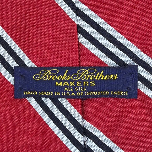 Brooks Brothers Mens Red Striped Silk Tie 59” Handmade Classic Pattern Accessory - Picture 2 of 7